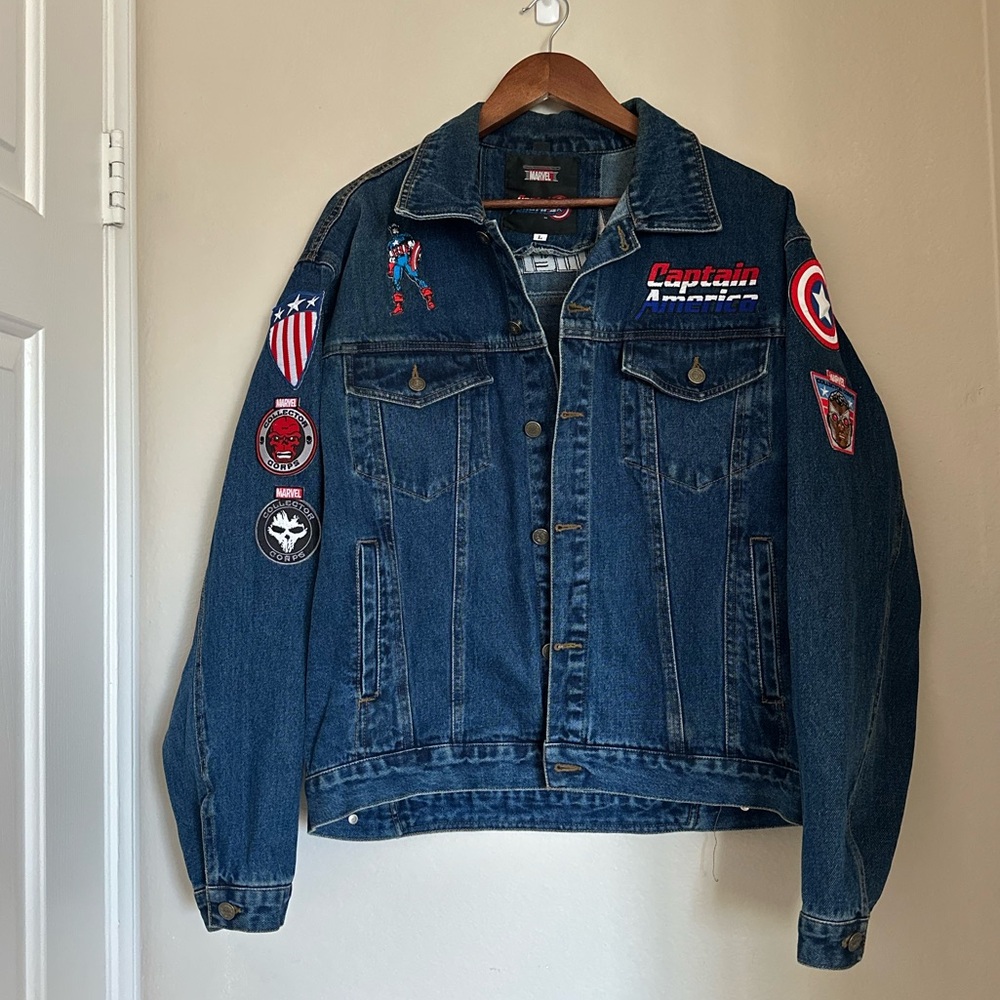 Vintage Captain America Denim patchwork jacket